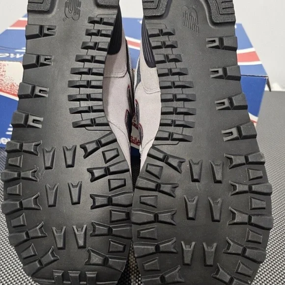 New, Sz-12 NEW BALANCE 574 BLACK / RED & GREY / RED - Picture 4 of 5